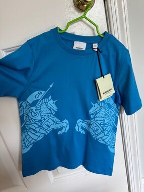 Burberry Bright Blue Knights Graphic Short Sleeve Tee